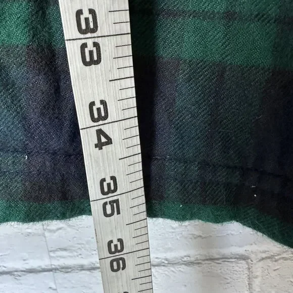 LL Bean Flannel Fleece Lined XL Tall Button Up Long Sleeve Blue Green Plaid - Picture 5 of 11